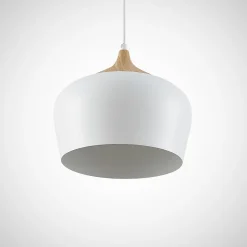 Lindby hængelampe Vilsera, hvid, metal/træ, 26 cm, E27