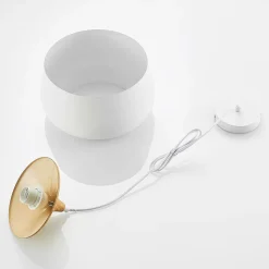 Lindby hængelampe Vilsera, hvid, metal/træ, 26 cm, E27