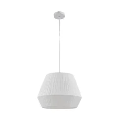 Lindby hængelampe Vitore, Ø 40 cm, tekstil, hvid