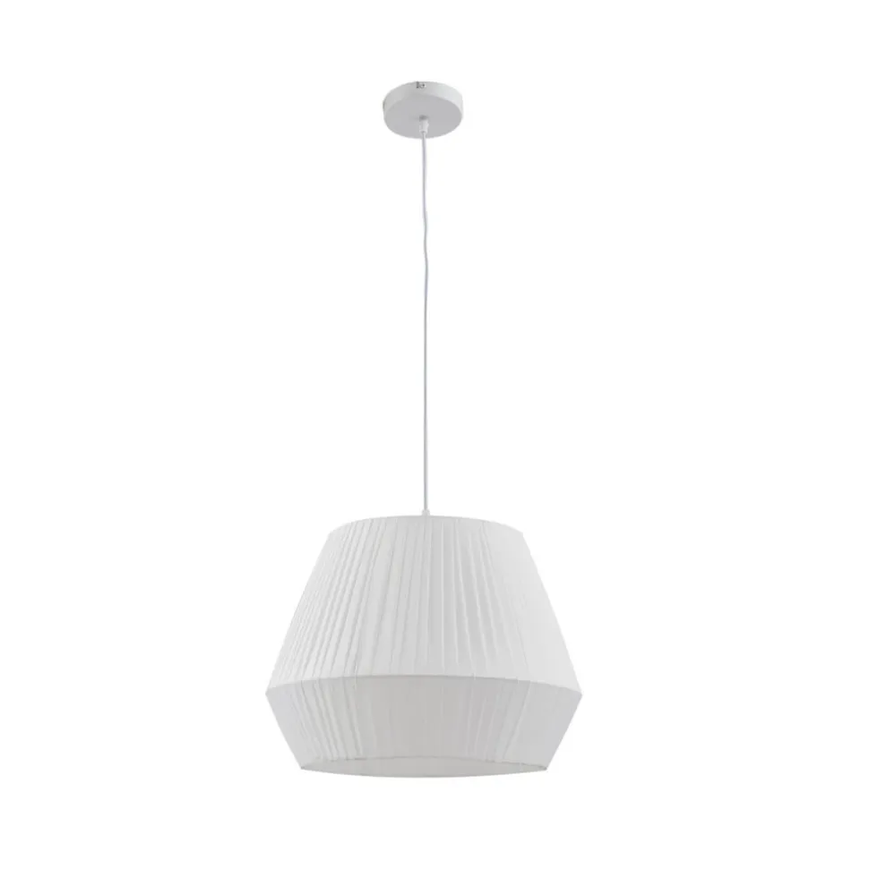 Lindby hængelampe Vitore, Ø 40 cm, tekstil, hvid