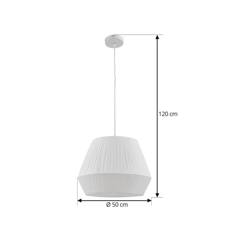 Lindby hængelampe Vitore, Ø 40 cm, tekstil, hvid