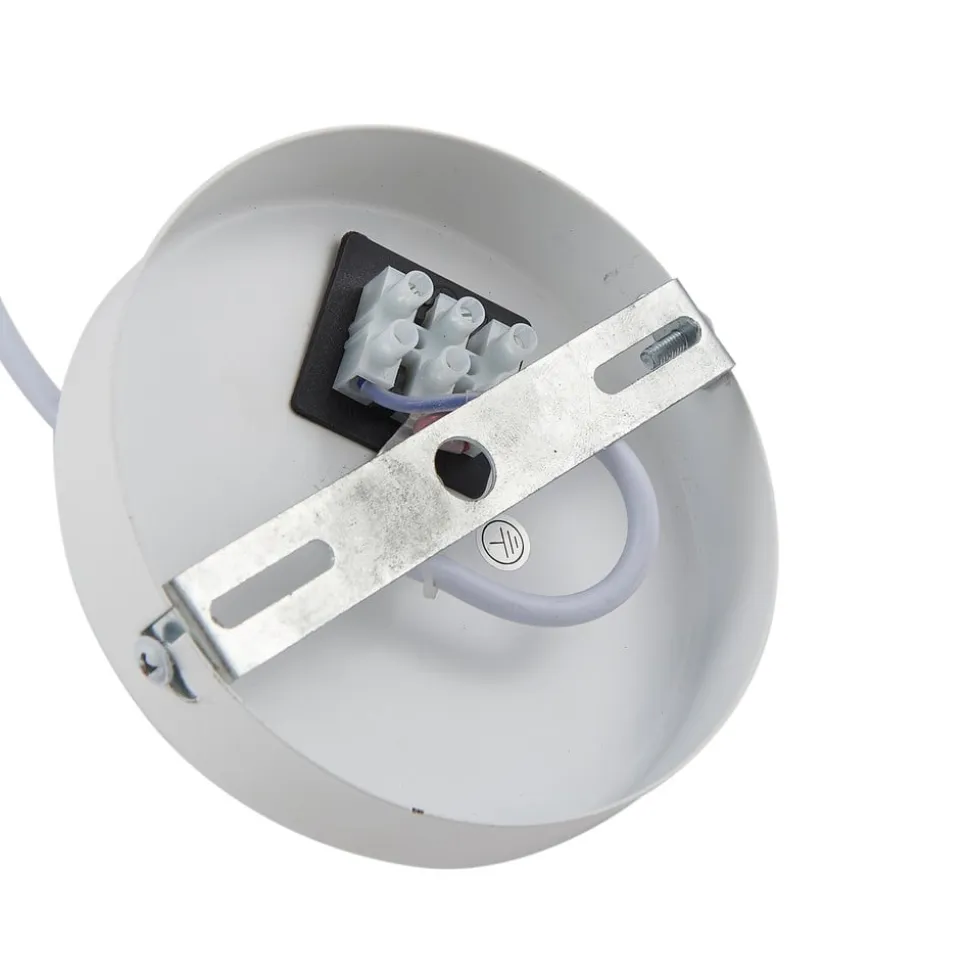 Lindby hængelampe Vitore, Ø 40 cm, tekstil, hvid