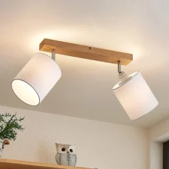 Lindby Imarin loftspot, 2 lyskilder, eg/hvid