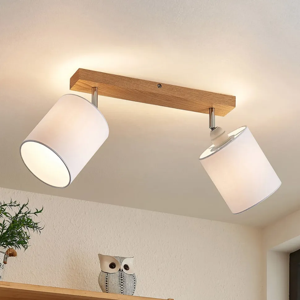 Lindby Imarin loftspot, 2 lyskilder, eg/hvid
