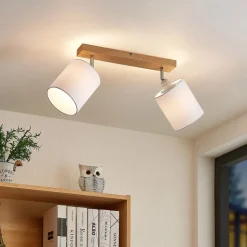 Lindby Imarin loftspot, 2 lyskilder, eg/hvid