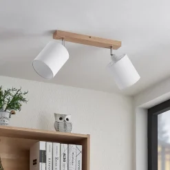 Lindby Imarin loftspot, 2 lyskilder, eg/hvid