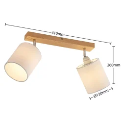 Lindby Imarin loftspot, 2 lyskilder, eg/hvid
