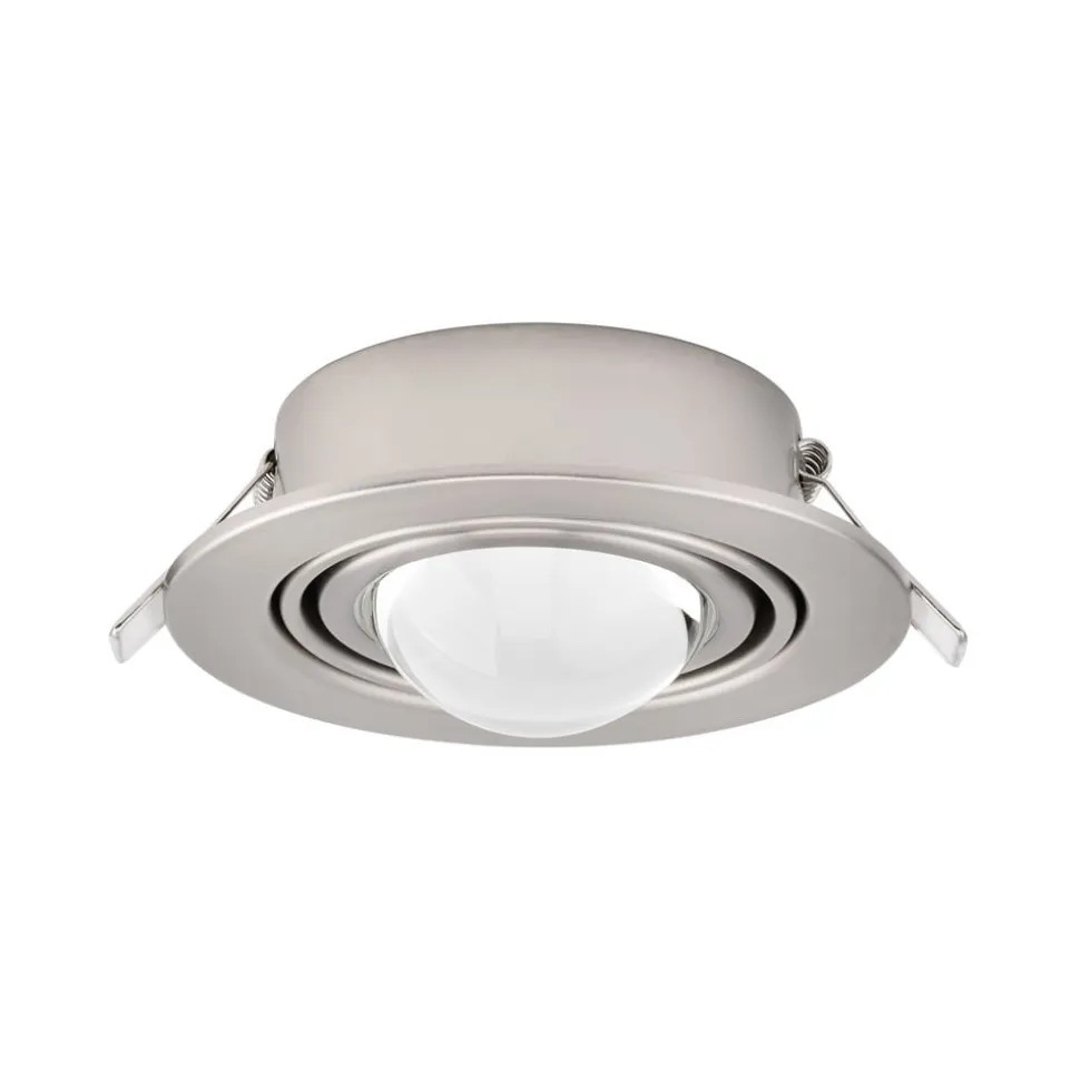 Lindby indbygningsspot Jyla, nikkel, 4.200 K, Ø 13 cm, linse