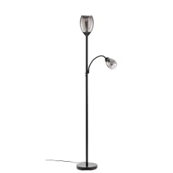 Lindby Irmino gulvlampe med røgfarvede glasskærme