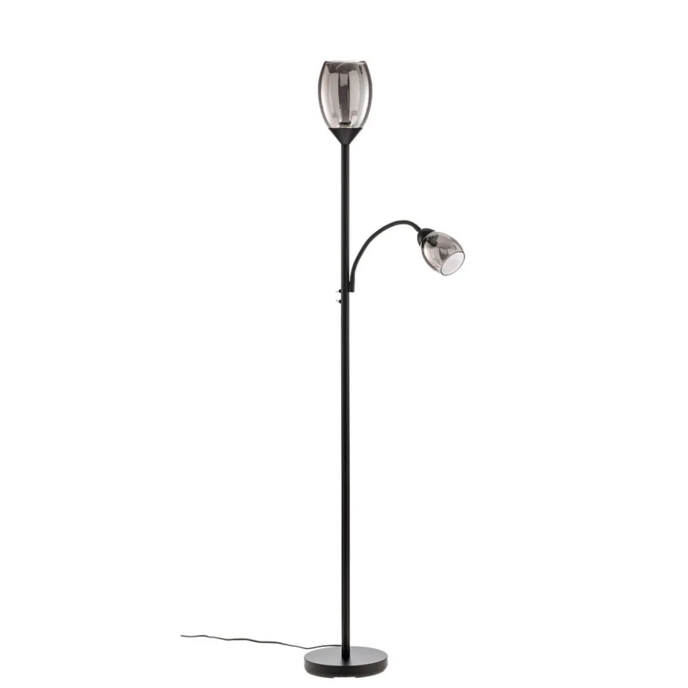 Lindby Irmino gulvlampe med røgfarvede glasskærme