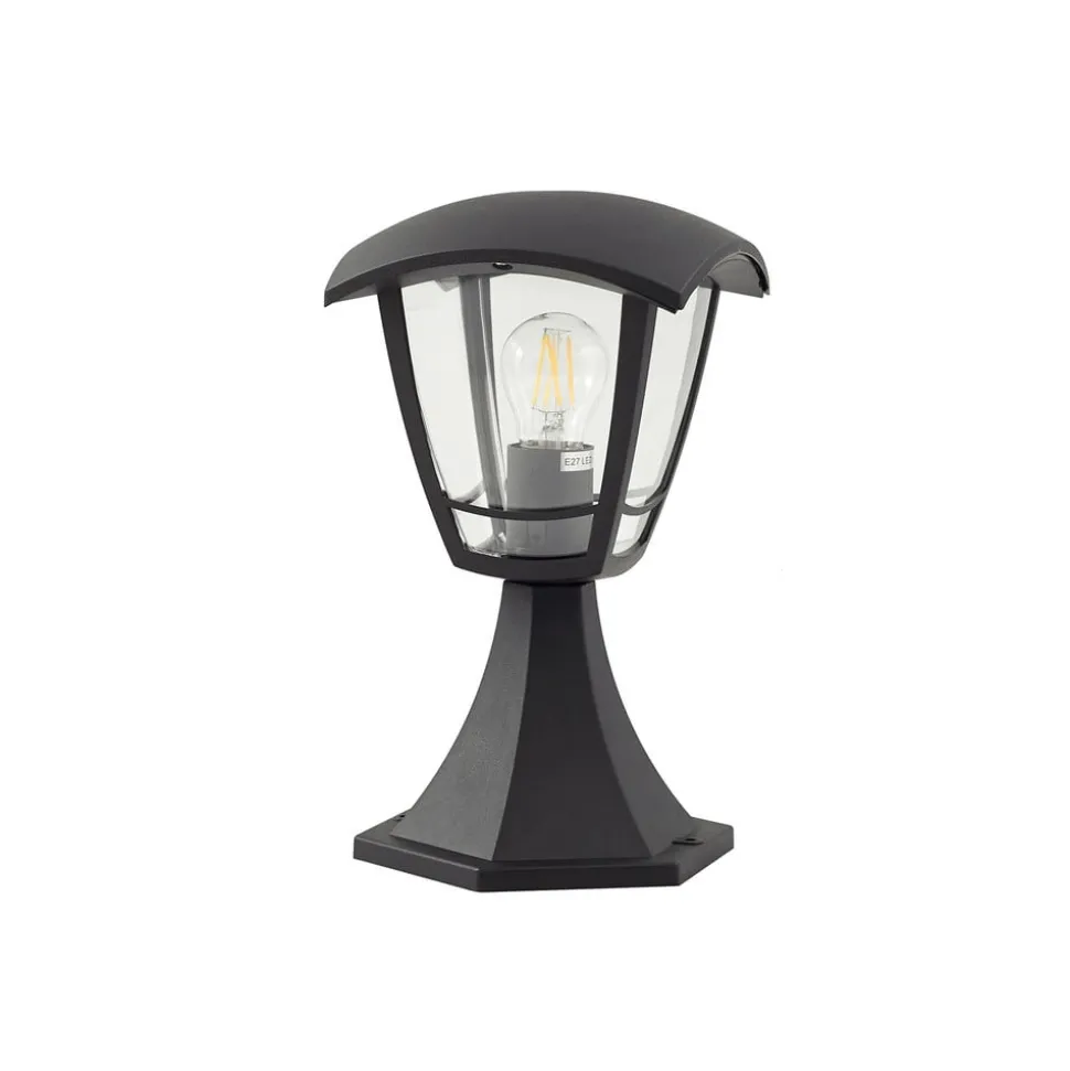 Lindby Isidoro sokkellampe, sort, højde 28 cm, plast