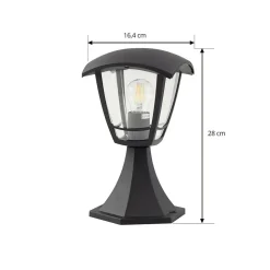 Lindby Isidoro sokkellampe, sort, højde 28 cm, plast