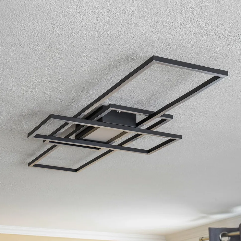 Lindby Ismera LED-loftslampe 3 rammer, antracit