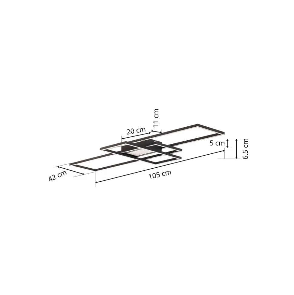 Lindby Ismera LED-loftslampe 3 rammer, antracit
