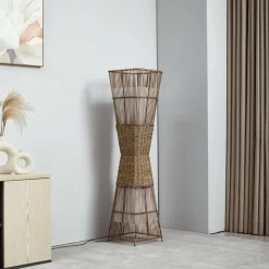 Lindby Jacinto gulvlampe, bambus, hamp, højde 130 cm
