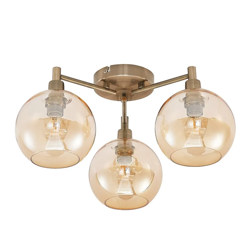 Lindby Jemissa loftlampe, 3 lyskilder, ravgul