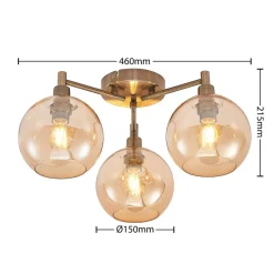 Lindby Jemissa loftlampe, 3 lyskilder, ravgul