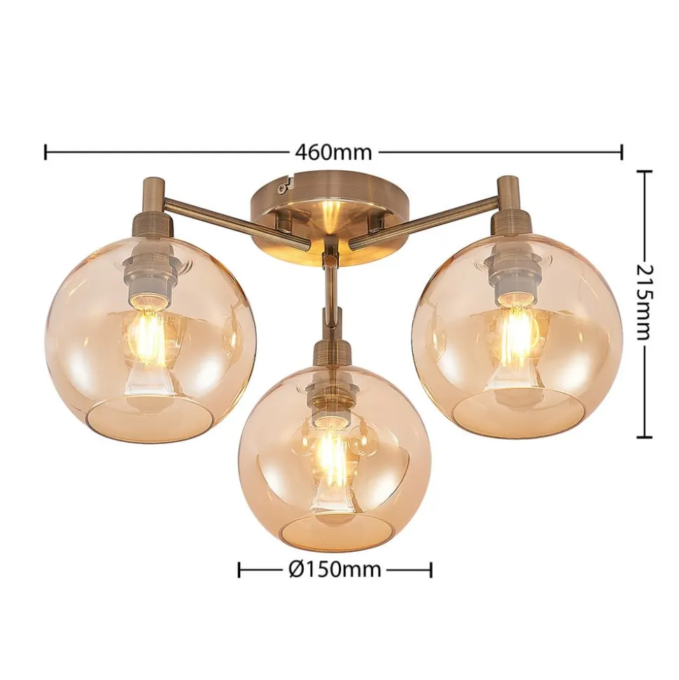 Lindby Jemissa loftlampe, 3 lyskilder, ravgul
