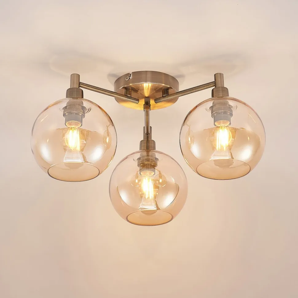 Lindby Jemissa loftlampe, 3 lyskilder, ravgul