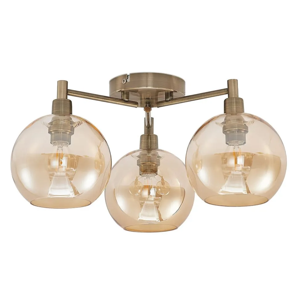 Lindby Jemissa loftlampe, 3 lyskilder, ravgul