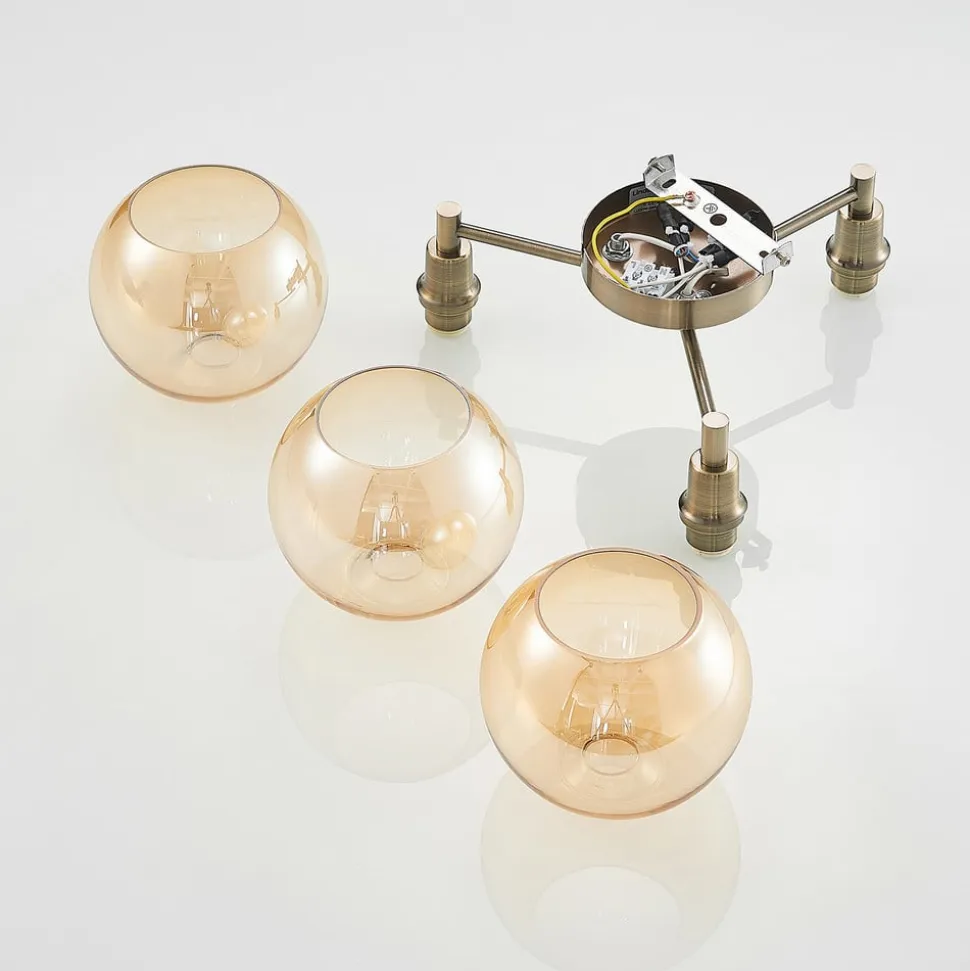 Lindby Jemissa loftlampe, 3 lyskilder, ravgul