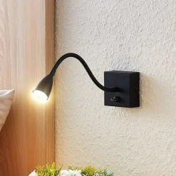 Lindby Jolka LED-læselampe, afbryder, mat sort