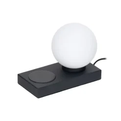 Lindby Junis bordlampe, sort, opladningsfunktion