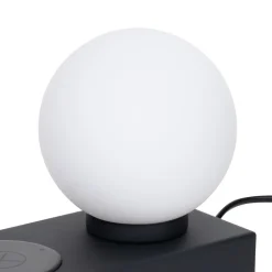 Lindby Junis bordlampe, sort, opladningsfunktion
