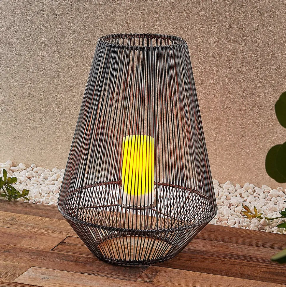Lindby Kaati LED solcellelygte, rattanlook, 37 cm