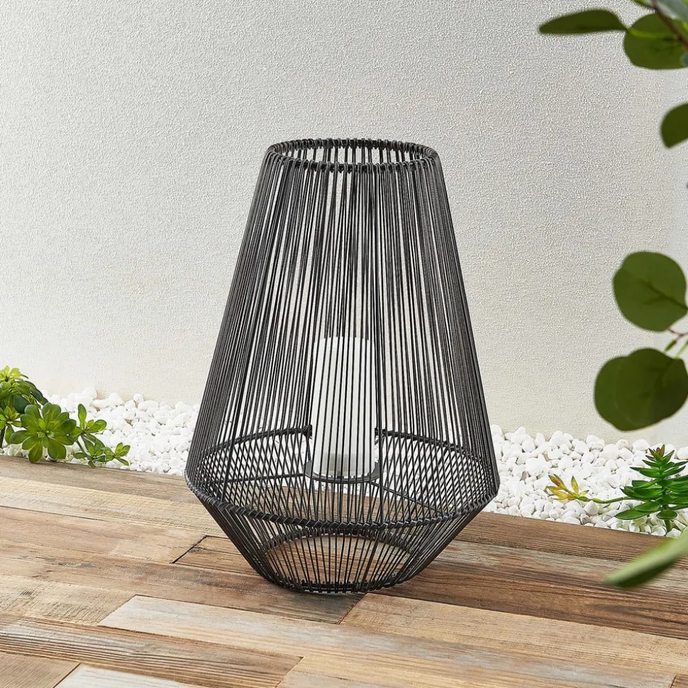Lindby Kaati LED solcellelygte, rattanlook, 37 cm