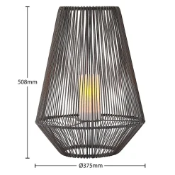 Lindby Kaati LED solcellelygte, rattanlook, 37 cm
