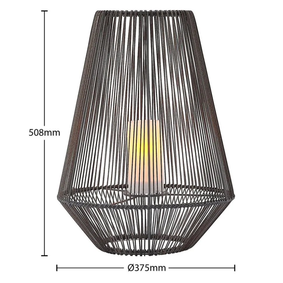 Lindby Kaati LED solcellelygte, rattanlook, 37 cm