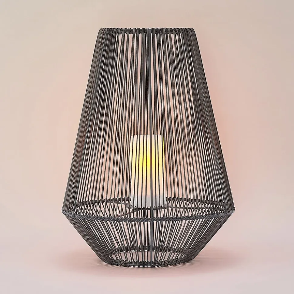 Lindby Kaati LED solcellelygte, rattanlook, 37 cm