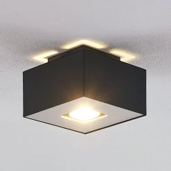 Lindby Kasi loftlampe, sort, 1 lyskilde, 14 x 14cm