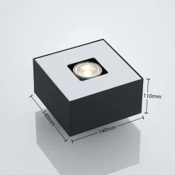 Lindby Kasi loftlampe, sort, 1 lyskilde, 14 x 14cm