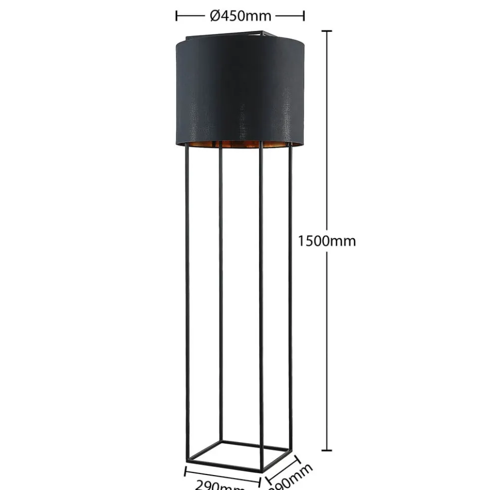 Lindby Kesta stof-gulvlampe, stel m. 4 stænger