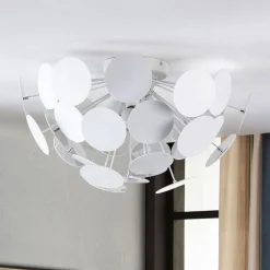 Lindby Kinan loftlampe, Ø 54 cm, hvid, metal, E14