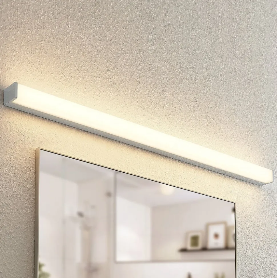 Lindby Klea LED-badeværelseslampe, 120 cm, krom, metal, IP44