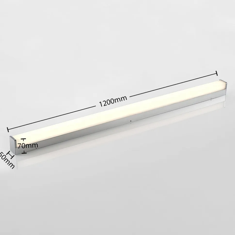 Lindby Klea LED-badeværelseslampe, 120 cm, krom, metal, IP44