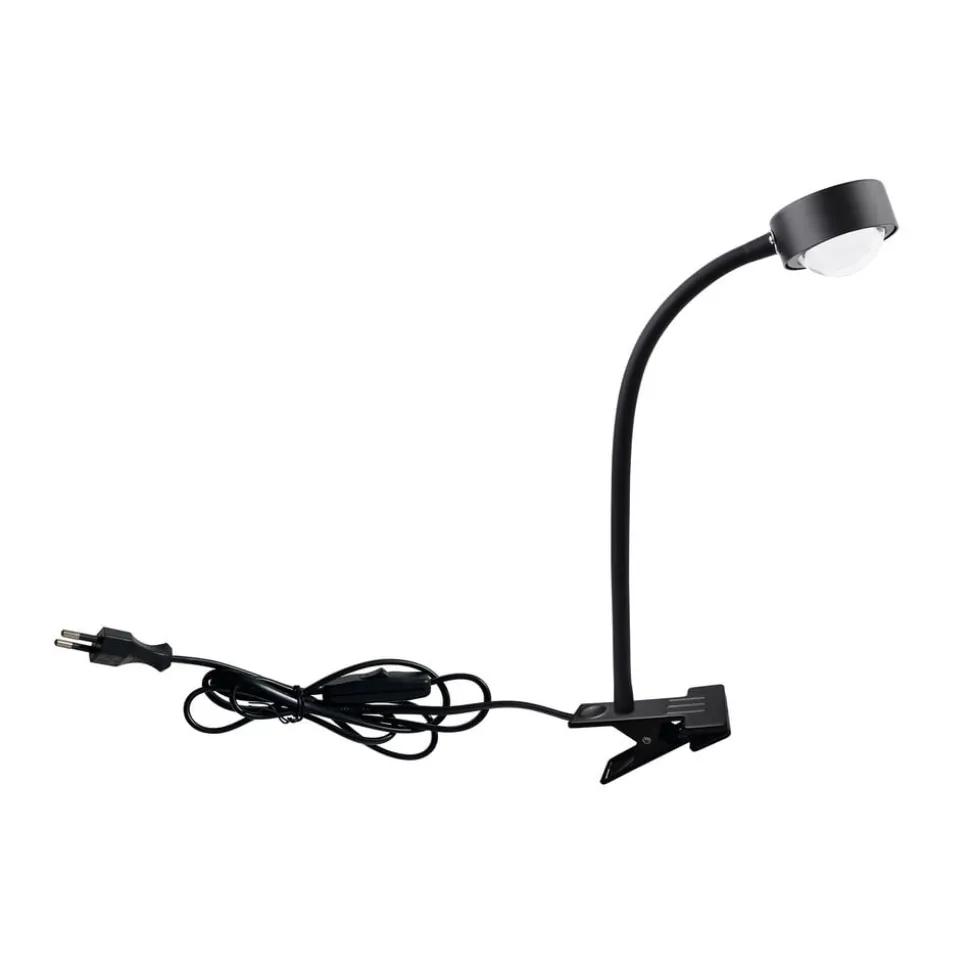 Lindby klemmelampe Jyla sort linse 3000K fleksibel arm GX53
