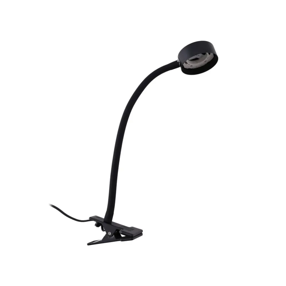 Lindby klemmelampe Jyla sort linse 3000K fleksibel arm GX53