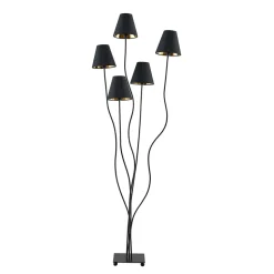 Lindby Komalie gulvlampe, 5 lyskilder, sort