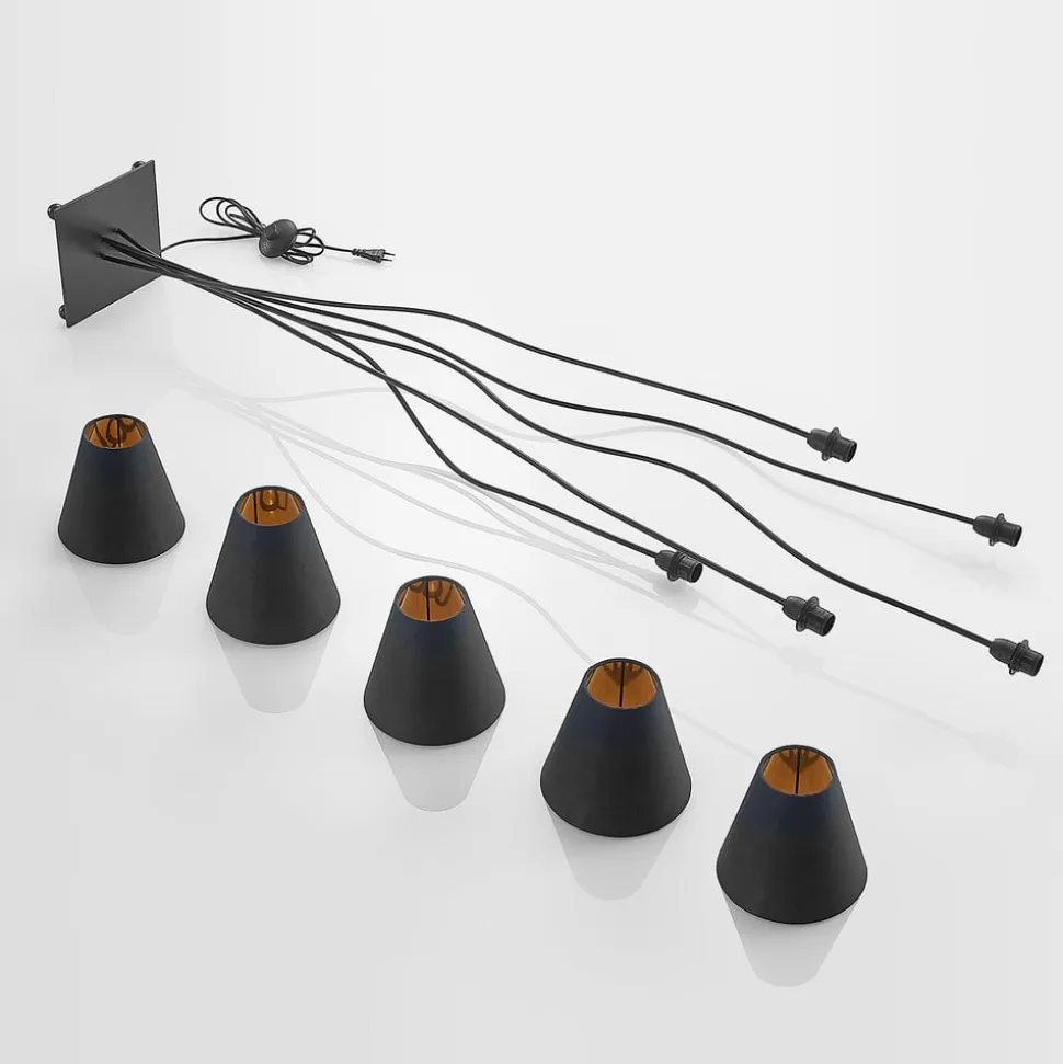 Lindby Komalie gulvlampe, 5 lyskilder, sort
