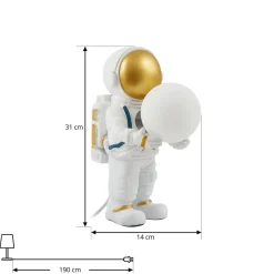Lindby Kosmo bordlampe, hvid/guld, keramik, glas
