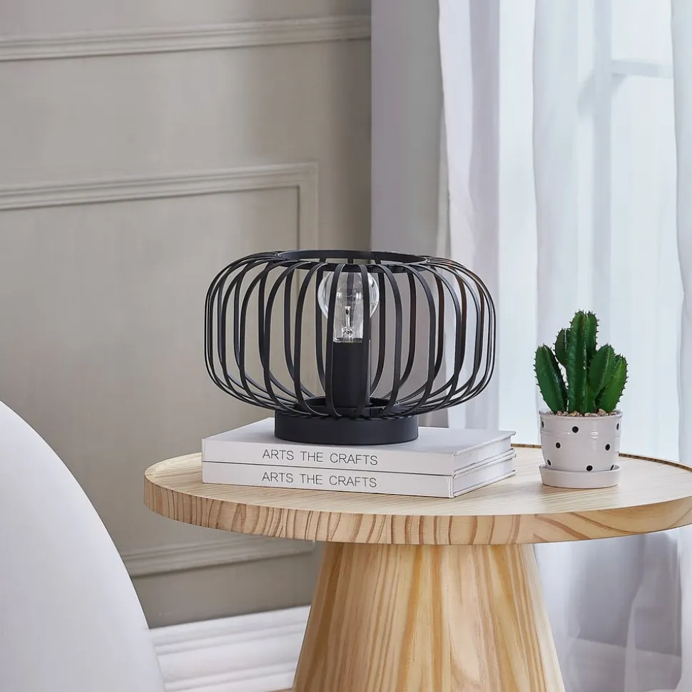 Lindby Krish bordlampe i bur-look, sort