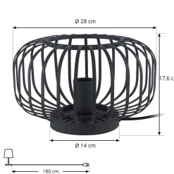 Lindby Krish bordlampe i bur-look, sort