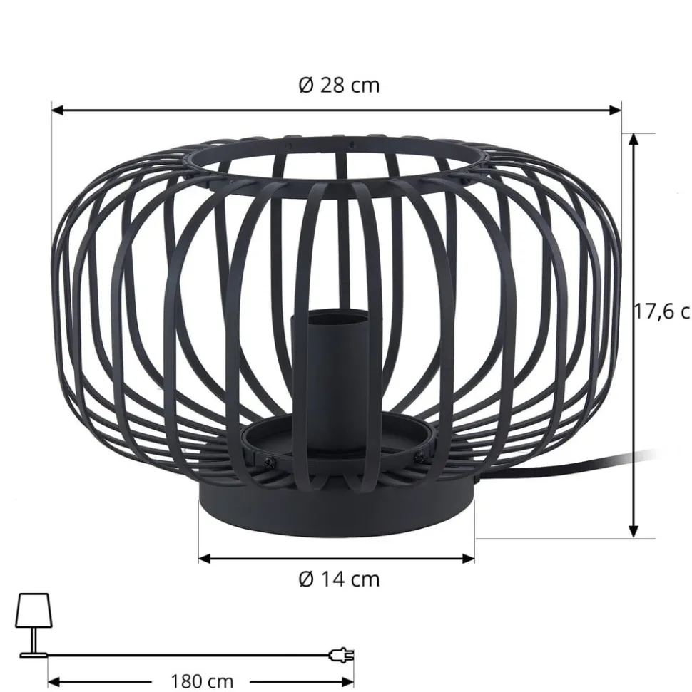 Lindby Krish bordlampe i bur-look, sort