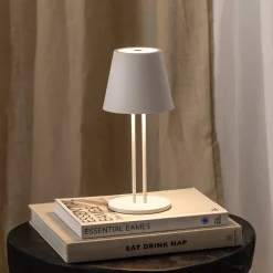 Lindby LED genopladelig bordlampe Janea TWIN, hvid, metal