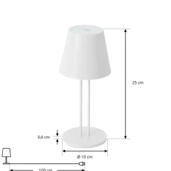 Lindby LED genopladelig bordlampe Janea TWIN, hvid, metal
