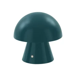 Lindby LED genopladelig bordlampe Nevijo, petrol, Ø18cm, USB, dæmper
